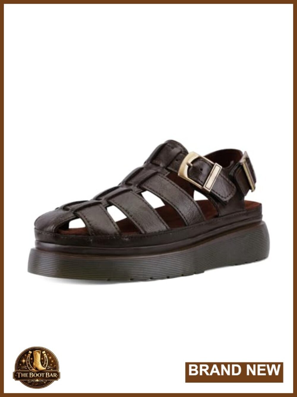 Chunky Platform Fisherman Sandals with Double Buckle Straps Closed Toe